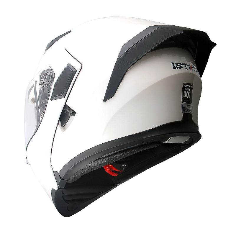 1Storm Motorcycle Modular Full Face Helmet Flip up Dual Visor Sun Shield: HB89 Glossy White - Image 1